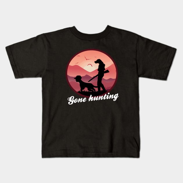 Gone hunting- Dog and man Kids T-Shirt by ölümprints